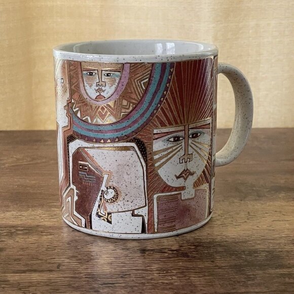 Laurel Burch Primordial Dream Stoneware Mug Made in Japan Metallic Gold Tribal - Picture 1 of 8